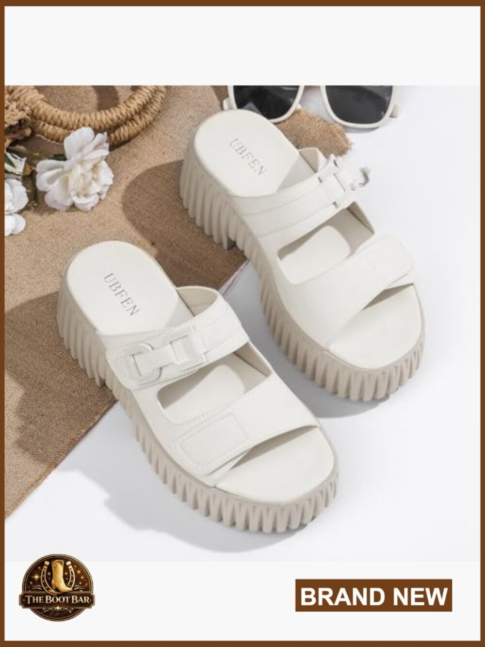 Womens Chunky Wedge Platform Sandals Adjustable Double-Strap Square-Toed - Picture 3 of 7